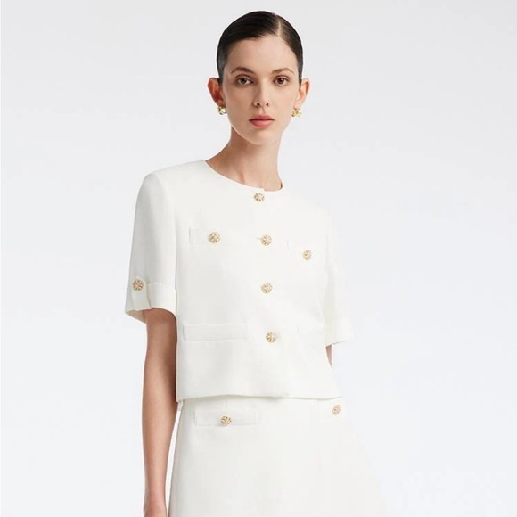 Goelia White Acetate Blazer And Shorts Two-Piece Suit XS - Picture 3 of 8